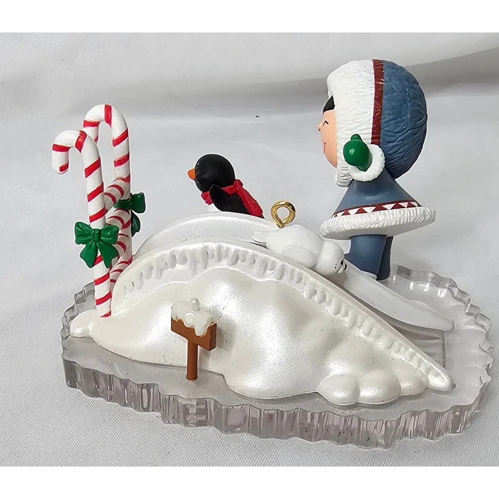 Hallmark Frosty Friends Ornament OS Multi Eskimo Penguin Slide Candy Cane 1990s